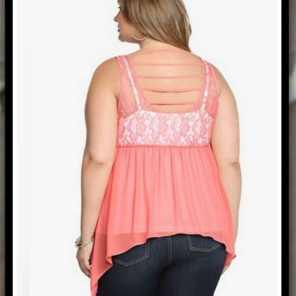 💥TORRID Coral  Sheer Strappy Tank Top! 🥰 - Picture 2 of 5
